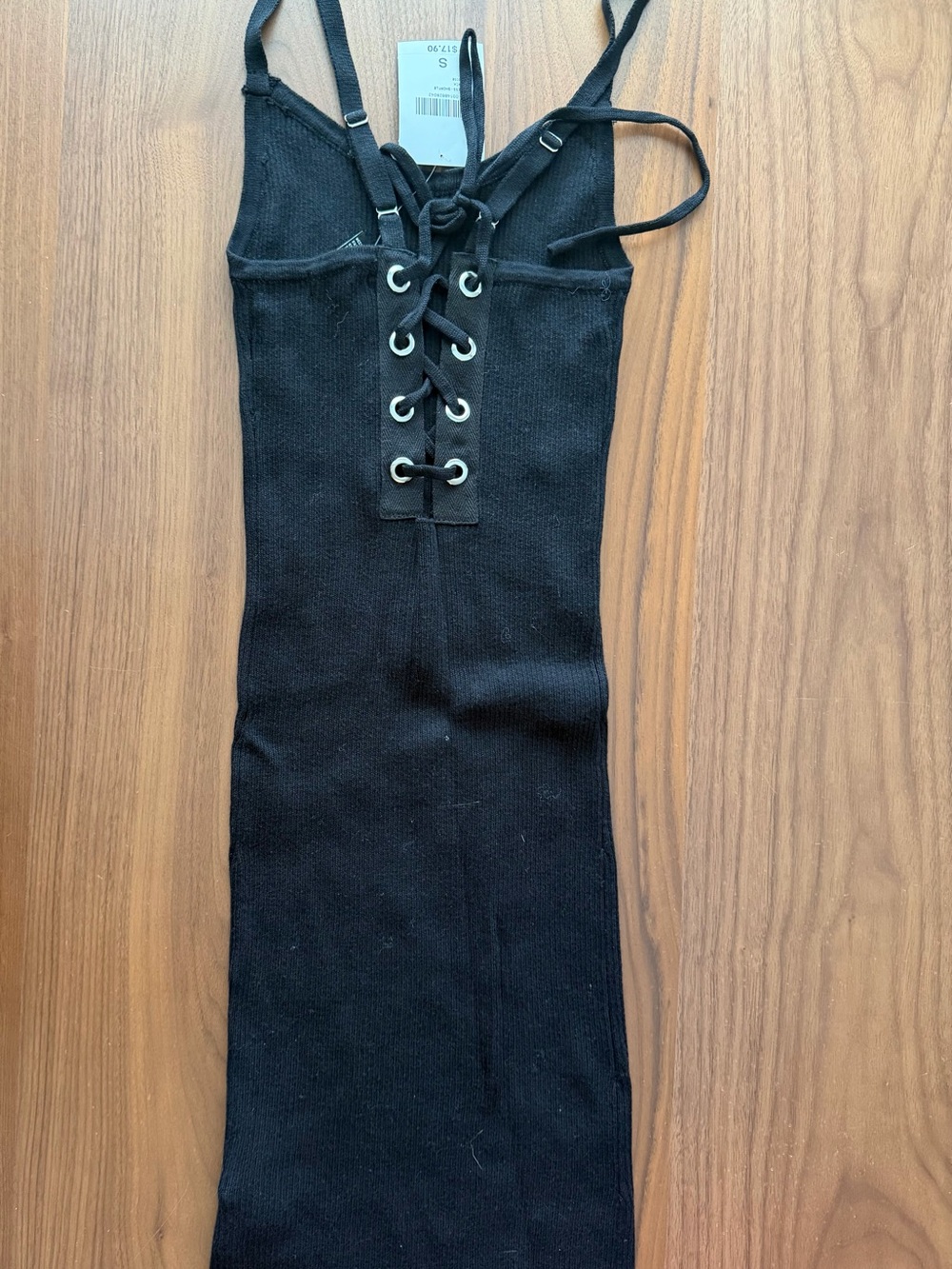 Forever 21 Black Lace-Up Ribbed Mini Dress
